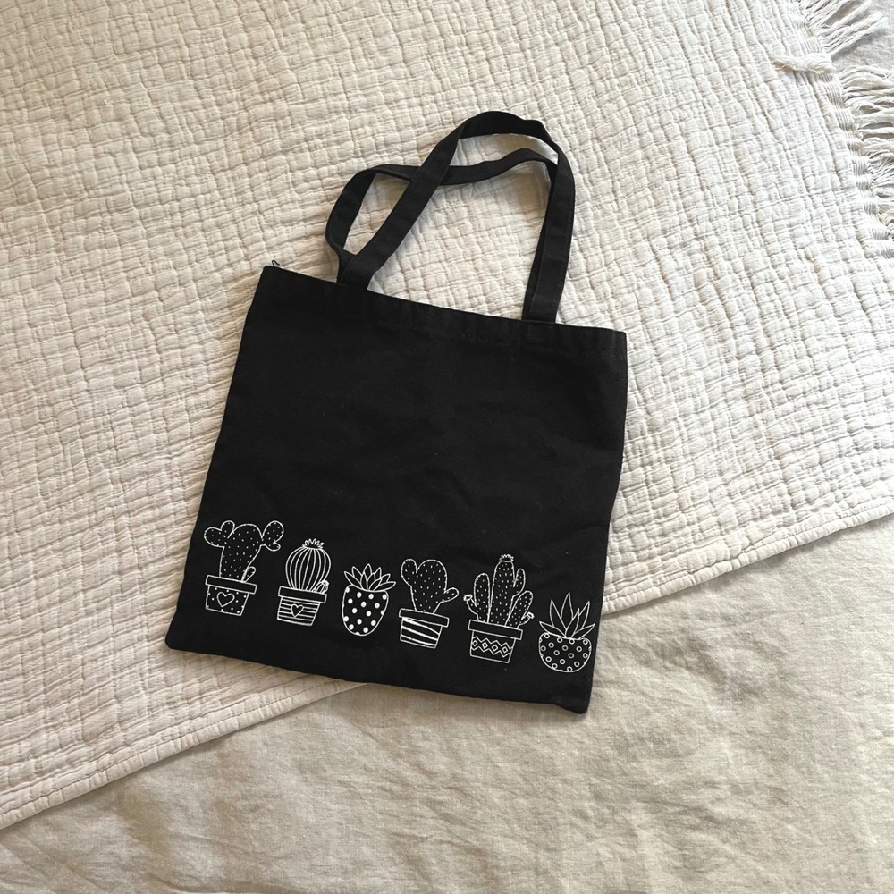 Cactus-Themed‎ Canvas Tote Bag - Picture 2 of 4